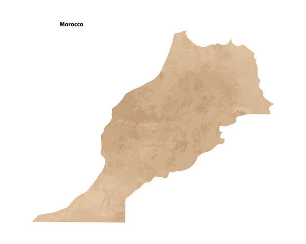Old vintage paper textured map of Morocco Country - Vector illustration - ベクター画像