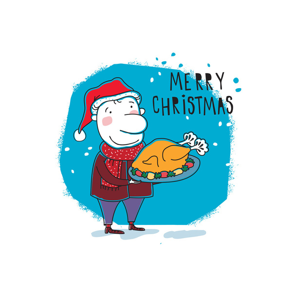 Рождественская индейка. С Новым Годом. векторная иллюстрация
 - Вектор,изображение