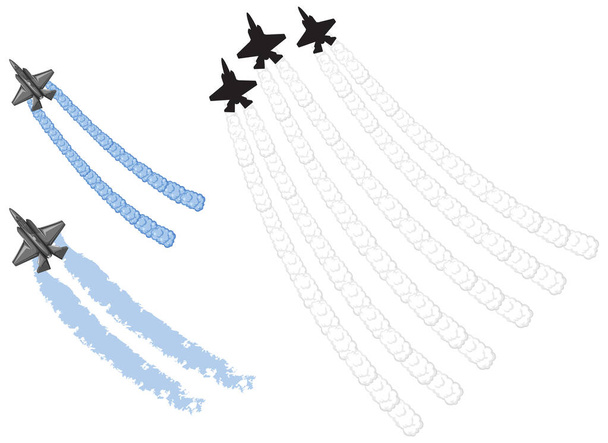 Fighter plane with smoke illustration - Vector, afbeelding