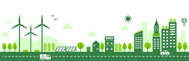 Smart ecology city vector illustration - Vektör, Görsel