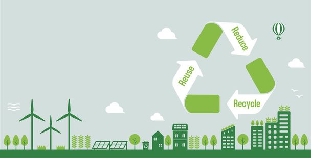 Smart ecology city, ecology life vector banner  illustration - Vector, Image
