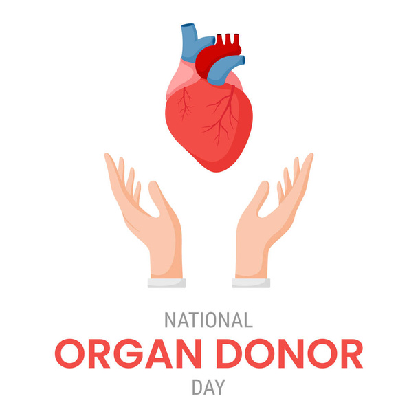 Nationale orgaandonor dag met Menselijk Hart - Vector, afbeelding