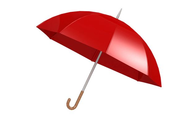 Red umbrella isolated on white background, 3d rendering - Foto, immagini