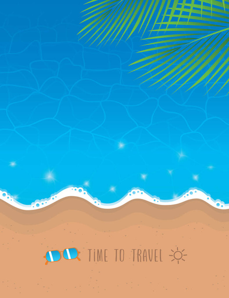 palm beach turquoise water sunglasses summer background vector illustration EPS10 - Wektor, obraz