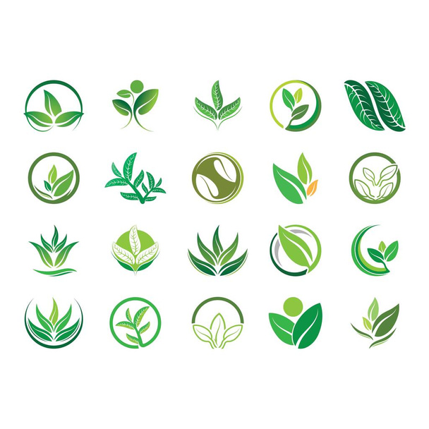 Yeşil ağaç yaprağı ekoloji doğa elementi vektörü logoları - Vektör, Görsel