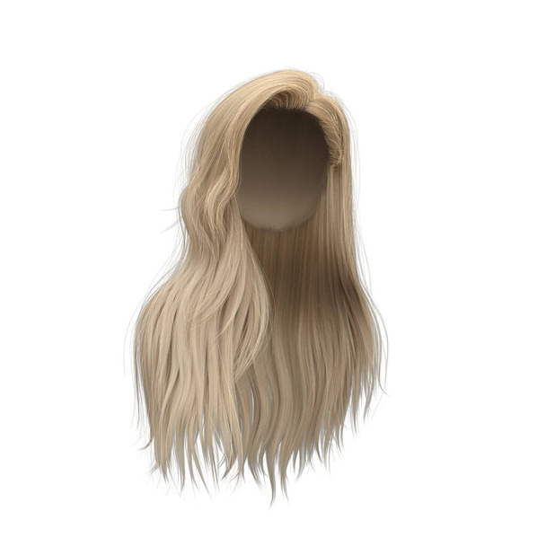 3d rendering straight blond hair isolated - Photo, image