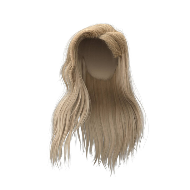 3d rendering rechte blond haar geïsoleerd - Foto, afbeelding
