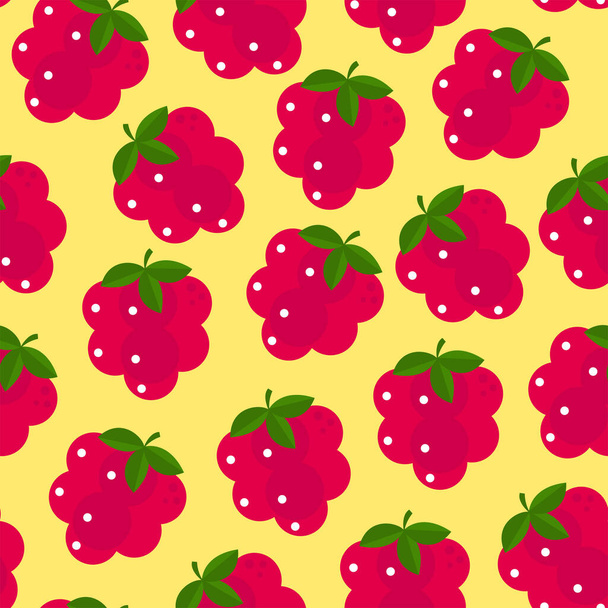 Cute summer flat pattern with fruits. Raspberry. Great food background for your design. Vegan, vegetarian, healthy food, diet concept. - Vektor, kép