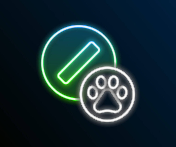 Glowing neon line Dog pill icon isolated on black background. Prescription medicine for animal. Colorful outline concept. Vector - Vektori, kuva