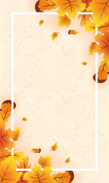 autumn season leaves frame postcard - Vector, Imagen