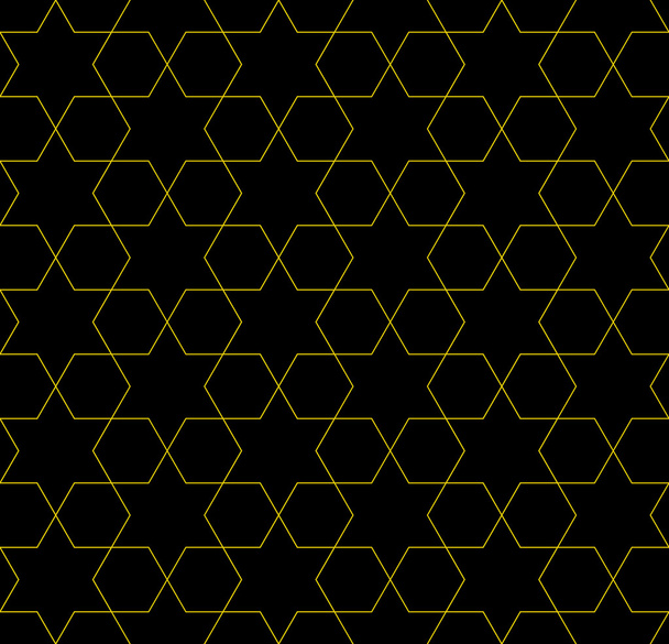 Yellow and Black Hexagon Patterned Fabric Background - Photo, Image