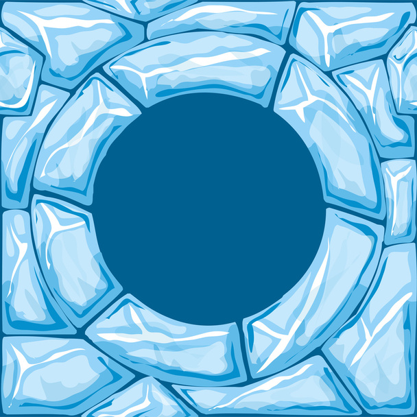 runder Rahmen auf blauem Eis mit nahtlosem Muster - Vektor, Bild