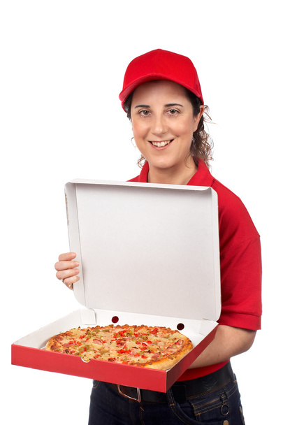 Pizza delivery woman - Foto, afbeelding