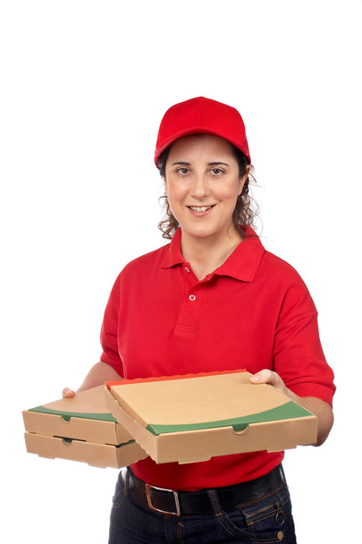 Pizza delivery woman - Foto, Imagen