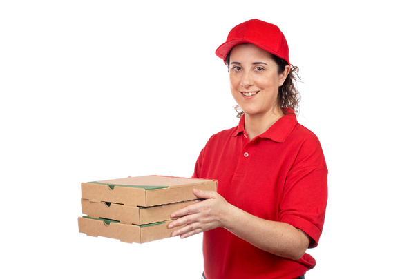 Pizza delivery woman - 写真・画像