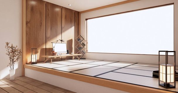 yoga interior design,cleaning minimalist room japan style. 3D rendering - Foto, Imagem