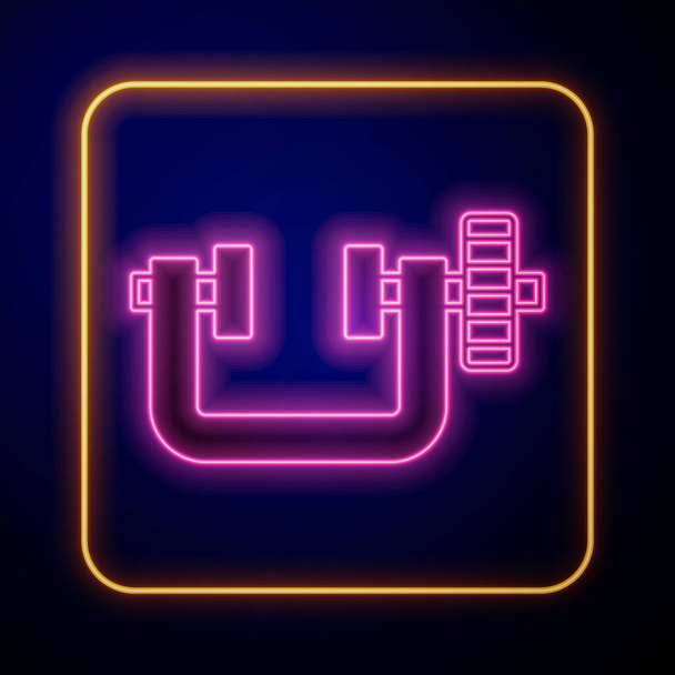 Glowing neon Clamp and screw tool icon isolated on black background. Locksmith tool. Vector. - Vektor, Bild
