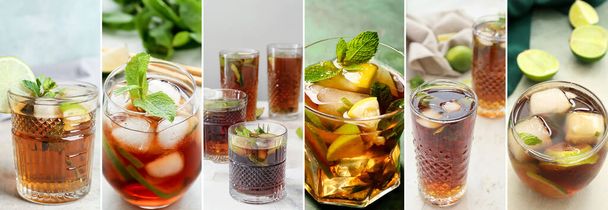 Collage avec des verres de cocktail Cuba Libre frais - Photo, image