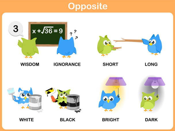 Opposite word for preschool - Vector, Image