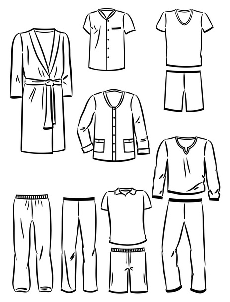Contours of male household clothing - Vector, Image