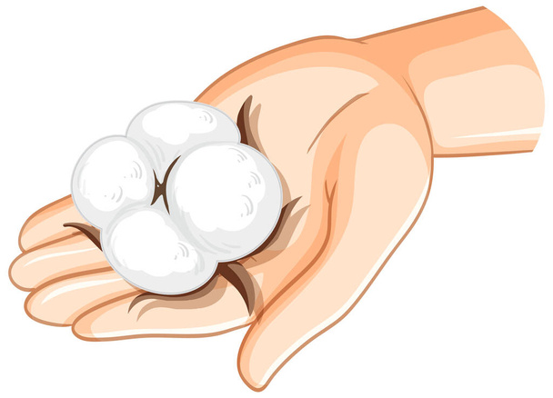White cotton on human hand illustration - Vettoriali, immagini