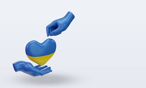 3d charity day Ukraine flag rendering left view - Photo, Image