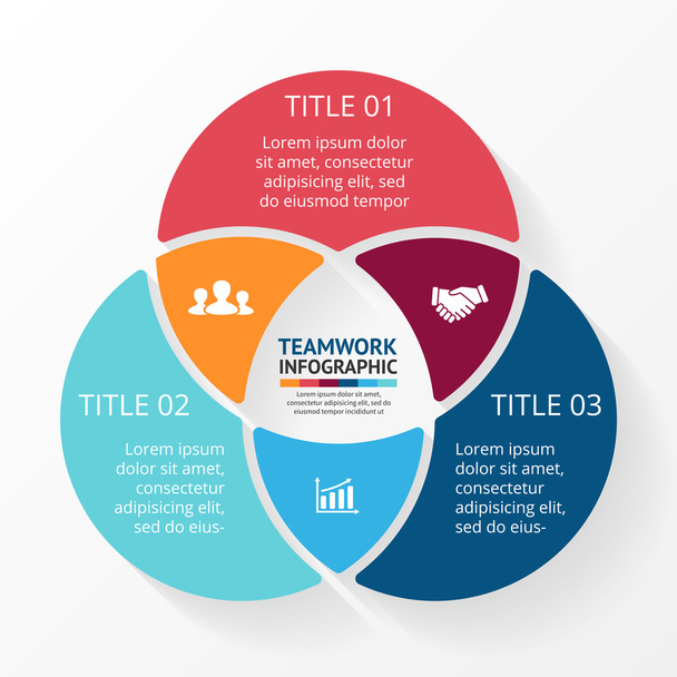 Vector social teamwork infographic. Template for circle diagram, graph, presentation and chart. Business concept with 3 options, parts, steps or processes. Abstract background. - Vector, Image
