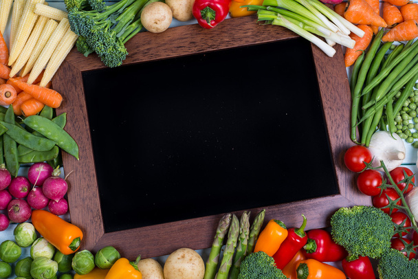 vegetable with chalk board - Photo, Image