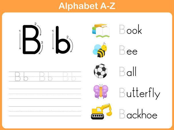 Αλφάβητο ιχνογράφησης φύλλο εργασίας: Γραφή A-Z - Διάνυσμα, εικόνα
