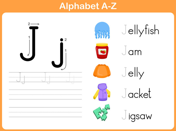 Alfabe izleme çalışma: Yazma A-Z - Vektör, Görsel