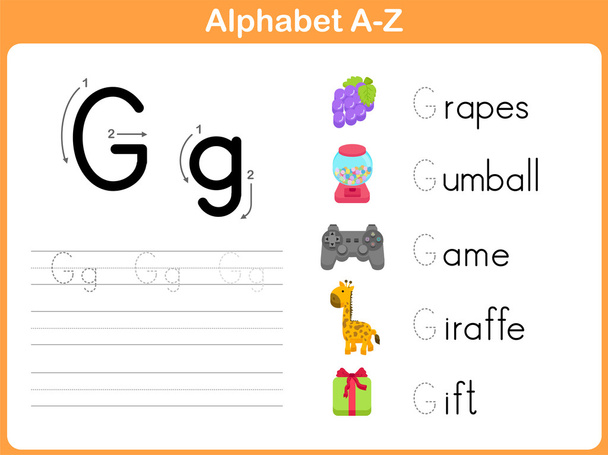 Alfabet tracering werkblad: Writing A-Z - Vector, afbeelding