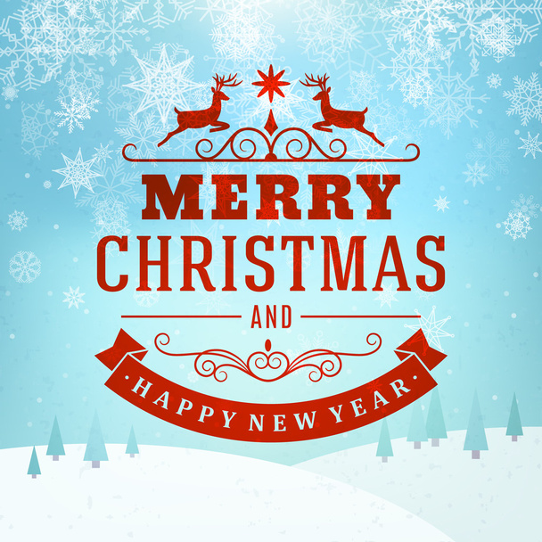 Merry Christmas message and light background with snowflakes. Vector illustration Eps 10.  - Вектор,изображение