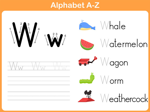Alphabet Tracing Worksheet: Writing A-Z - Vector, Image
