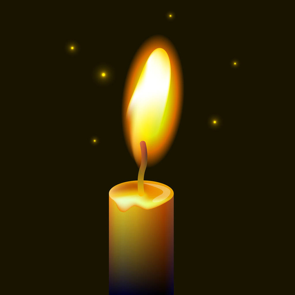 Burning candle over black background. Holocaust memory day. Remembrance day - Vetor, Imagem