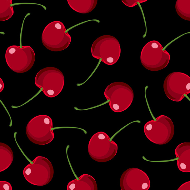 Red Cherries Seamless Pattern - Vector, imagen