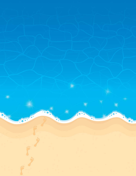 footprints on the beach clear water summer background vector illustration EPS10 - Wektor, obraz