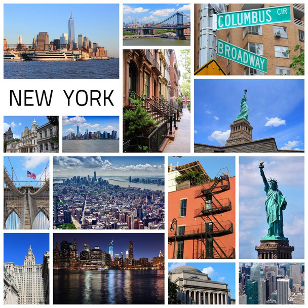New York City square collage. Travel destinations landmark photo postcard. - Photo, Image