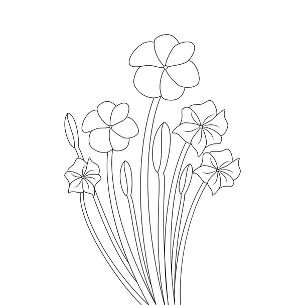 hermosa jardinería flor para colorear página boceto de ilustración del libro de los niños - Vector, imagen