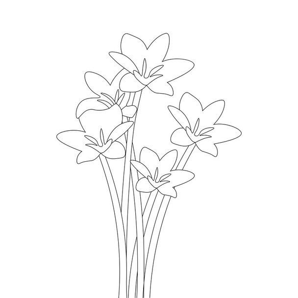 simple black and white coloring page flower illustration outline background - Vector, Image