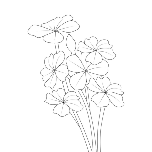 gardening blooming flower illustration of linear outline coloring page for kids - Vector, imagen
