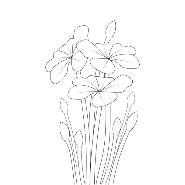 gardening blooming flower illustration of linear outline coloring page for kids - Vector, Image