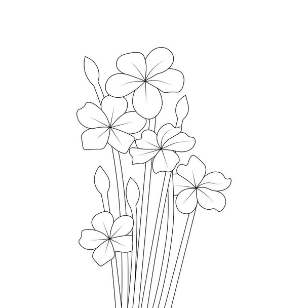 Çocuklar için doğrusal anahat renklendirme sayfasının çiçek çizimi - Vektör, Görsel
