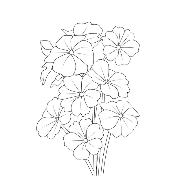 relaxation coloriage doodle fleur avec illustration de conception d'art de ligne créative - Vecteur, image