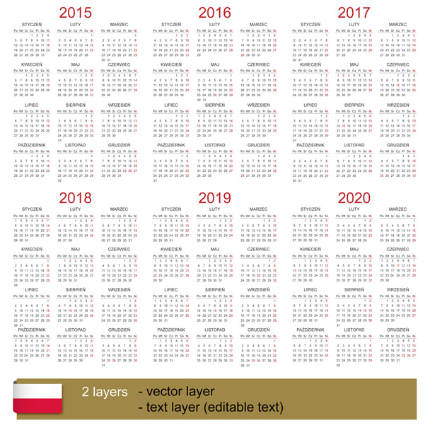 Calendar 2015-2020 - Vector, Image