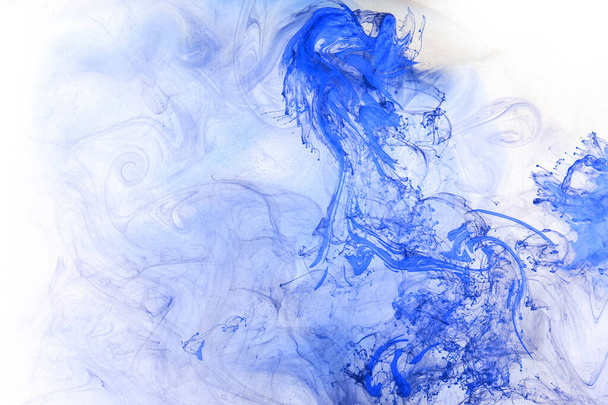 Liquid fluid art abstract background. Blue acrylic paint underwater, galactic smoke ocean - Fotoğraf, Görsel