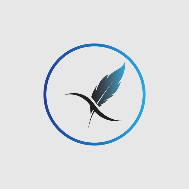 logo of feather vector illustration design on gray background - Vektor, kép
