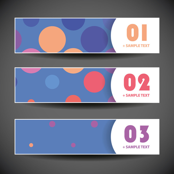 Set colorato di tre disegni di intestazione con cerchi
 - Vettoriali, immagini