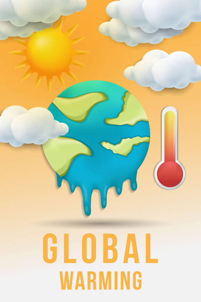 realistic global warming vertical poster banner illustration - Vektor, kép