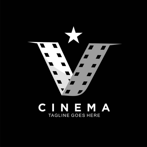 Letter V initial logo for Cinema film and videography design - Vector, Image