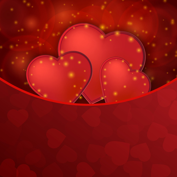 Романтическая валентинка с красными сердцами
  - Вектор,изображение